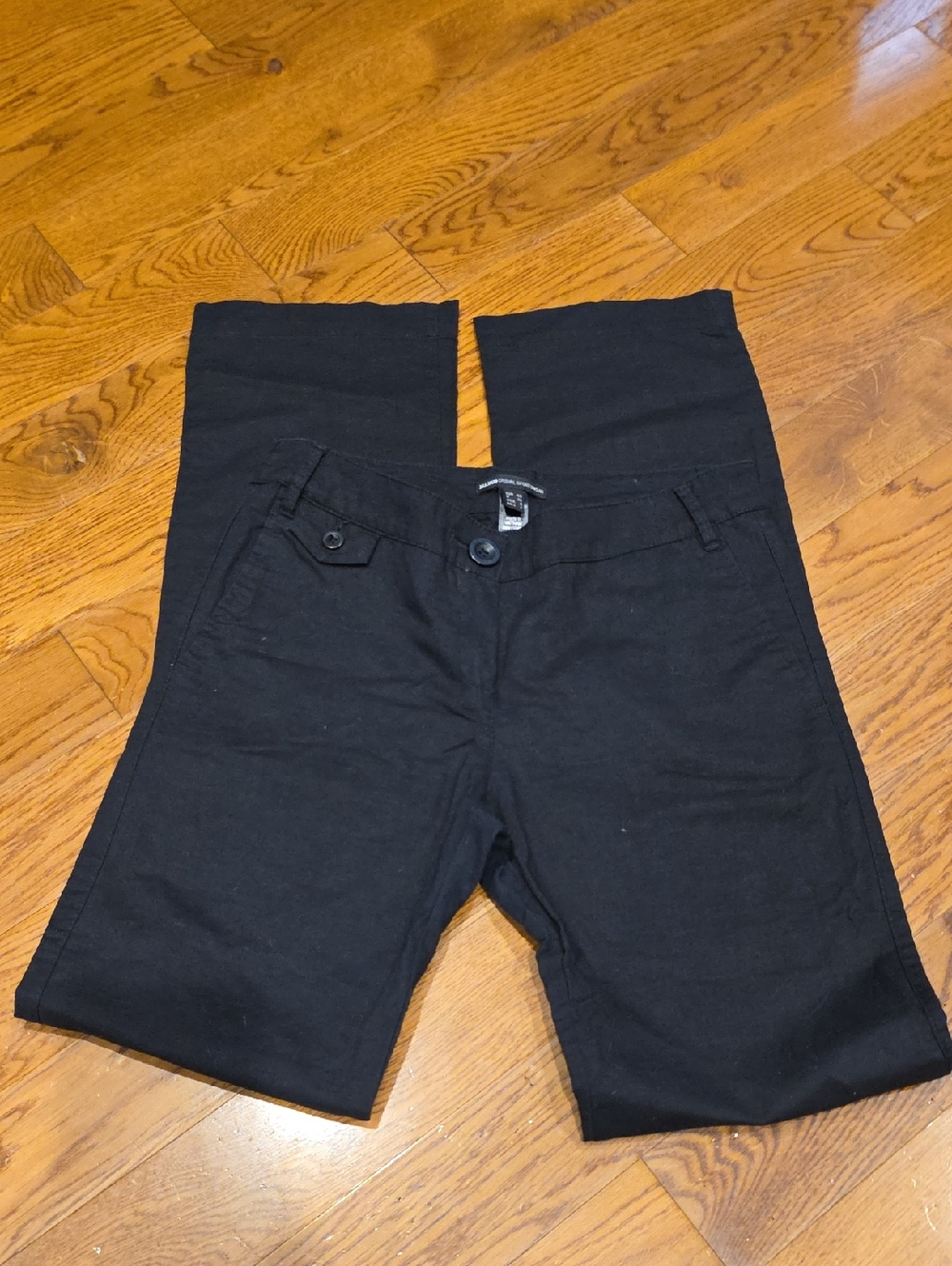 Mango Black Linen Button-Front Pants Size 8